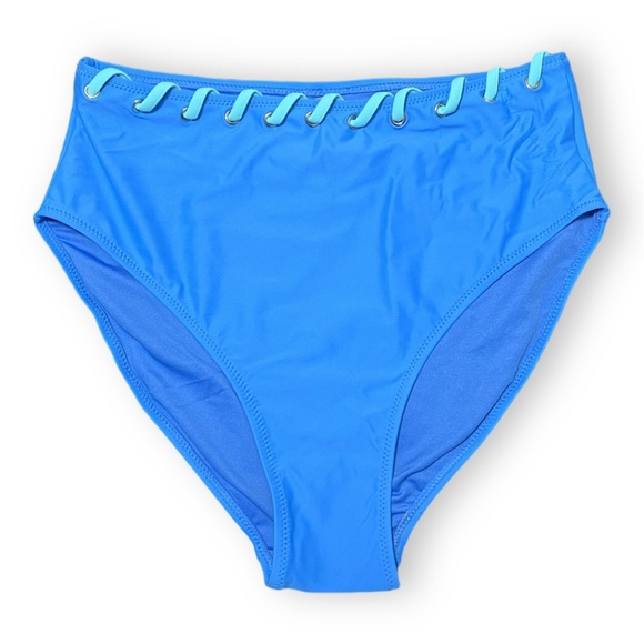 Medium Blooming Jelly Bikini Two Piece Blue Laced High Waist - Picture 4 of 7